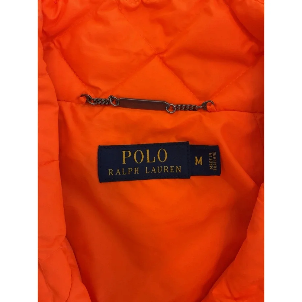 Polo Ralph Lauren Mens Performance Down Puffer Jacket Neon Orange Size Medium